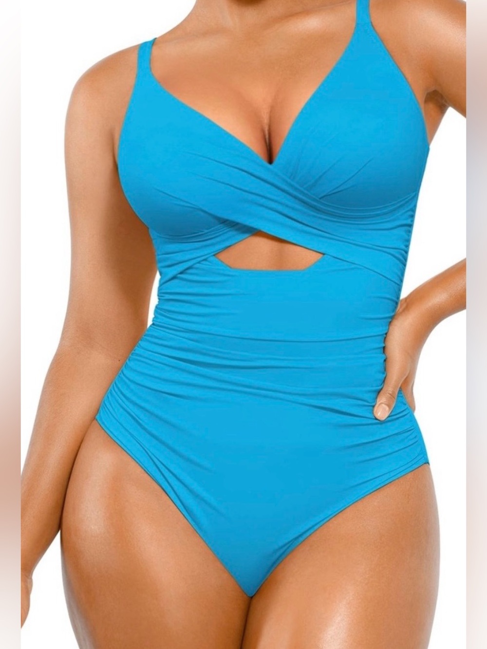 Women’s Twist Front One-Piece Swimsuit - Bright Turquoise by: Shapellx
